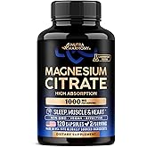 Magnesium Citrate Capsules 1000mg | High Absorption Supplement - Sleep, Muscle & Heart Support - Vegan | Non-GMO - Made in USA - As Powder | Pills | Tablets - 120 Capsules, 2 Month Supply