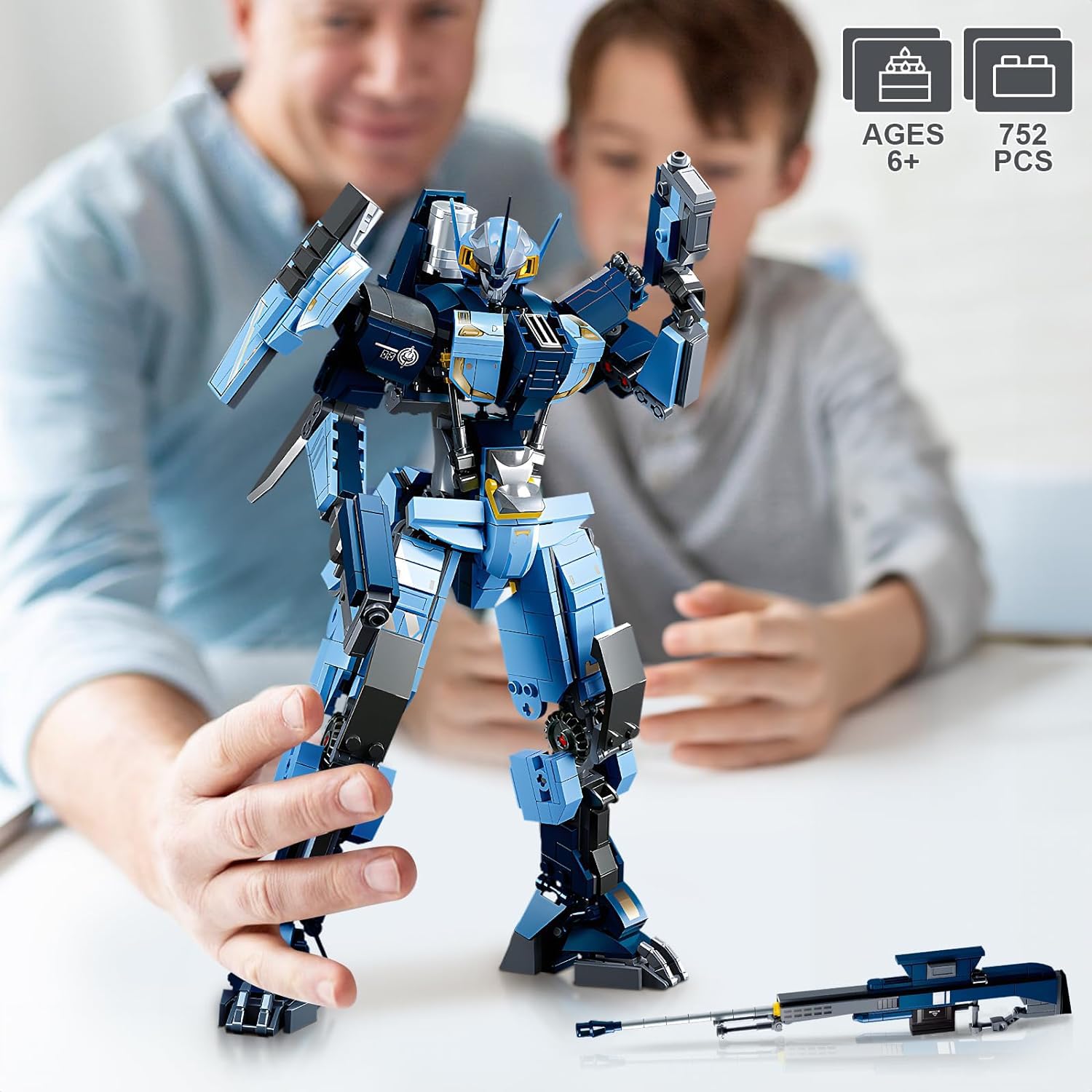 HIGH GODO Mech Robot Building Blocks Set for Adults, 752 Pieces Cool Warrior Model Kit, City Justice Hero Toy Playset, Best Gifts for Teens 14+