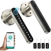 TMEZON Smart Door Lock Fingerprint, Keyless Entry Door Lock with Handle APP/IC Cards/Codes/Keys/Fingerprints Biometric Electronic Smart Lock for Bedroom Home Hotel Office