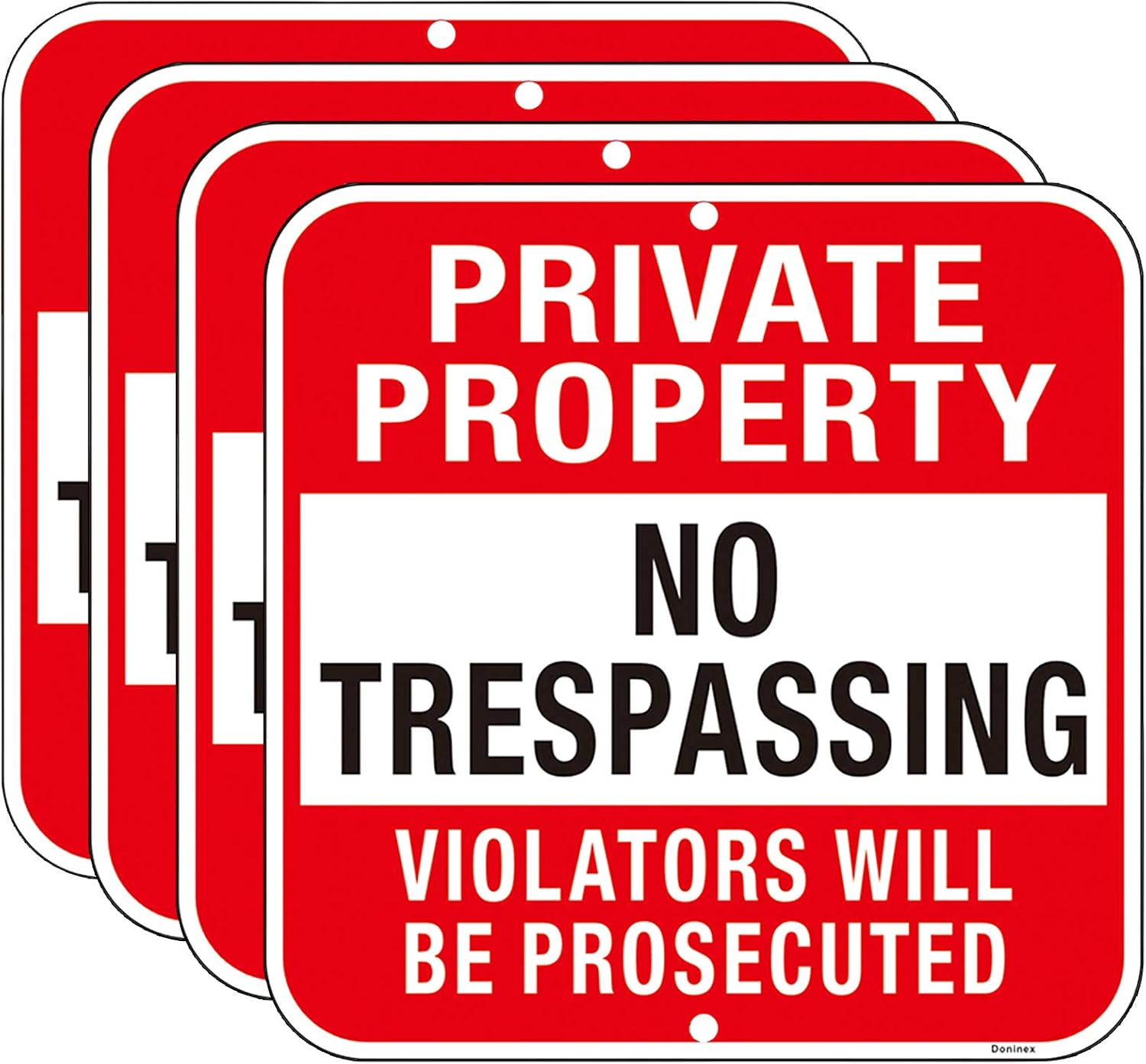 Yard Signs - Large (4 Pack) Private Property No Trespassing Sign, 12x12 Inches Metal Heavy Duty Reflective Aluminum, Violators Will Be Prosecuted Signs, Weather Resistant, Weatherproof, Indoor or Outdoor Use