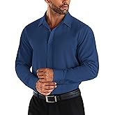 COOFANDY Men's Business Dress Shirts Wrinkle Free Long Sleeve Regular Fit Dress Shirt Textured Casual Button Down Shirts