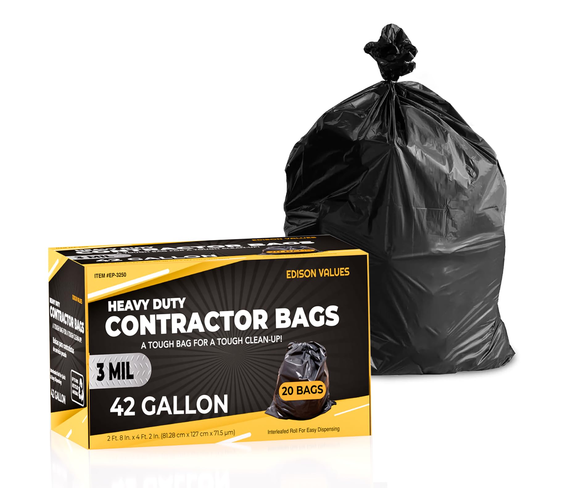 Contractor Garbage Bags 42 Gallon - Pack Of 20 1 Count (Pack of 20