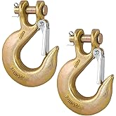 3/8" Clevis Slip Hook, G70 Tow & Winch Hooks with Safety Latch, Heavy Duty Forged Hook for Trailer, Transport, Lift & Pull, 18,000 lbs Capacity (2 Pack)