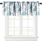 JESTRONRY Starfish Window Valance, Tropical Seashells Ocean Beach Theme, Curtain Valance for Kitchen Bedroom Decor with Rod Pocket