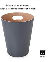 Umbra Woodrow 2 Gallon Modern Wooden Trash Can Dark Grey/Natural view 4
