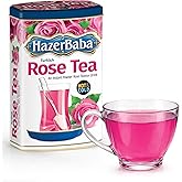 HazerBaba Turkish Rose Tea Powder, Instant Drink 8.8oz (Pack of 1), Kosher | Water Flavoring Tin Drink Mix Box, Cold Ice Tea, Hot Sweet Tea Beverages, Water Enhancer, Halal Rose Juice Box, Caffeine Free