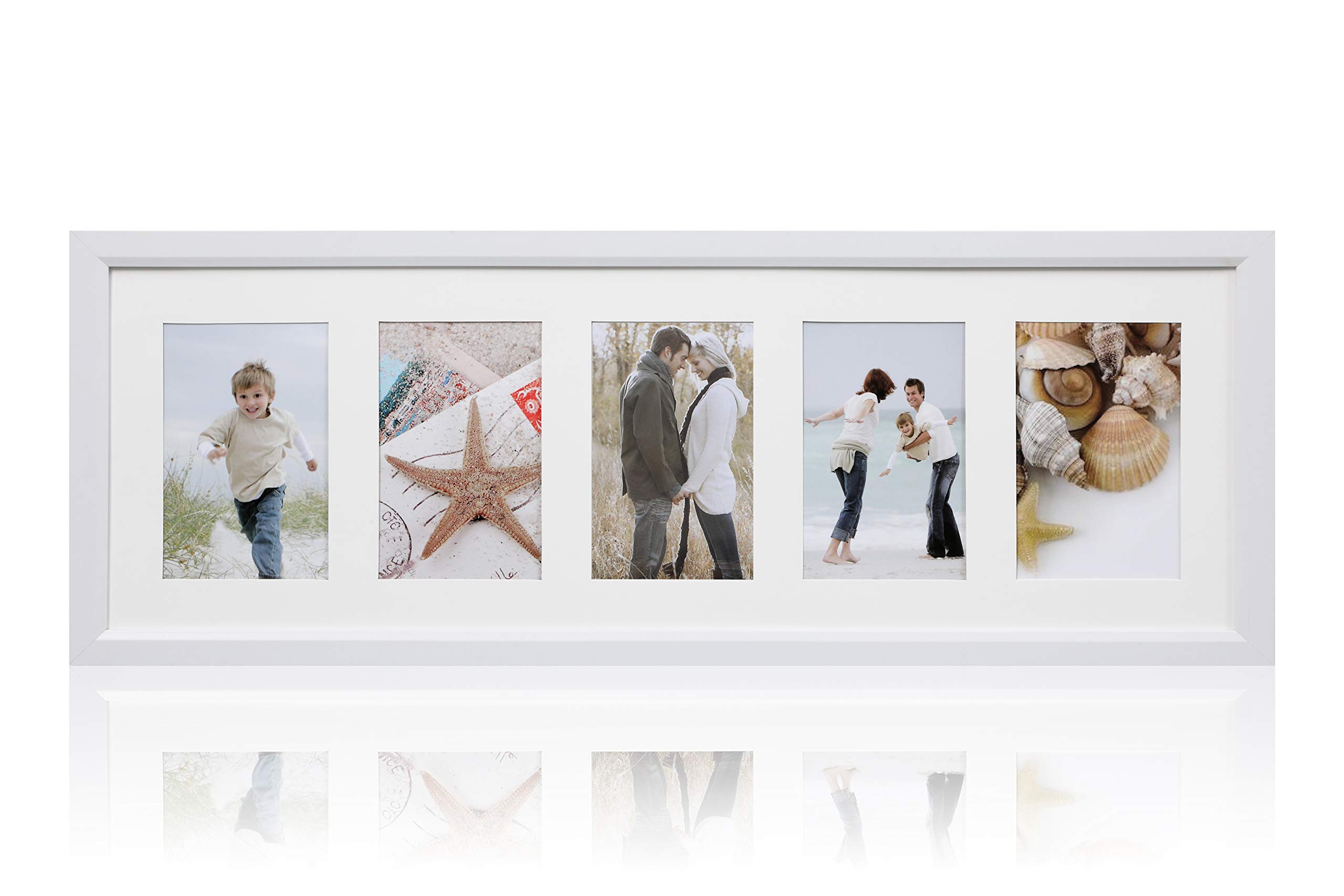 ARPAN Multi Aperture Photo Picture Frame 3, 5 or 6 Aperture (5 Aperture White) โ image 1