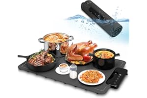 ZAPLIT Warming Mat for Food, [1-Pack] Electric Warming Tray with 6 Temperature Settings, Child-Lock, Auto Standby, 6 Timer Se