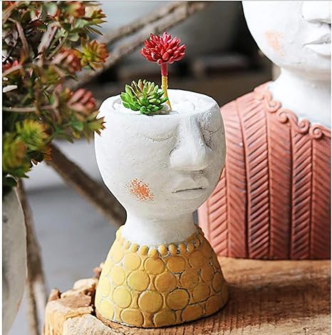 Amazon 芸術的な肖像画 セメント彫刻 植木鉢 花 バルコニー庭の装飾 乾燥花の花瓶 手作りの装飾 Girl 花器 インテリアボウル オンライン通販