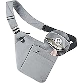 VADOO Anti-theft Crossbody Bags for Women, RFID Blocking Pocket Sling Bag for Men Lightweight Shoulder Chest for Travel Sport, Gray 2.0