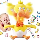 13" Eggshell Talking Dancing Duck, Repeating What You Say Mimicking Recording Plush Baby Toy Musical Songs Singing Talking Glowing Animated Twisting Gifts of Lighting Up Funny Toys for Toddler Kids