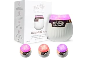 Revive Light Therapy Lux Collection Soniqué Mini, Rechargeable Sonic Face Cleanser Brush with Medical-Grade Blue & Red Light Therapy for Face, Acne & Wrinkle Care, Water-Resistant