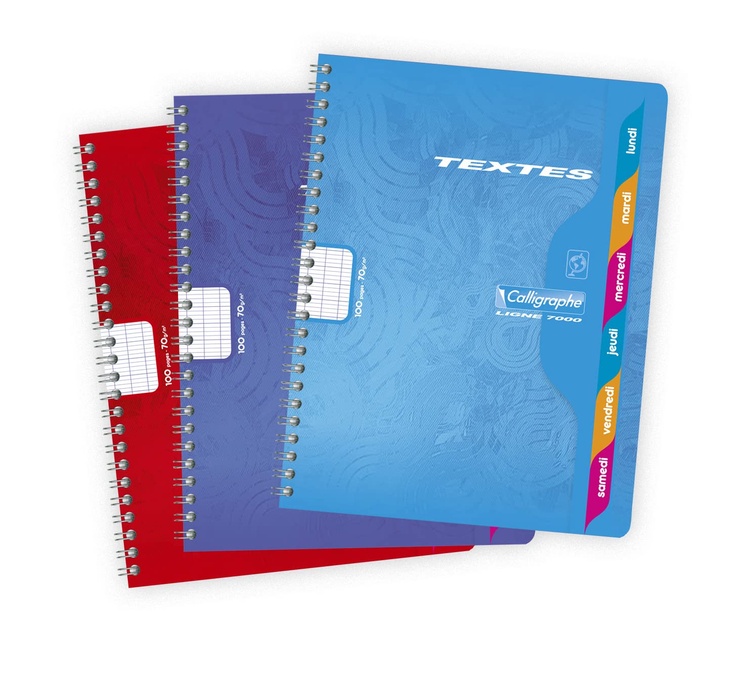 Calligrapher 352360C Spiral Homework Book (Clairefontaine) - 17x22cm - 100 Seyes Ruled Pages - 70g White Paper - Varnished Recycled Card Cover - Random Colour