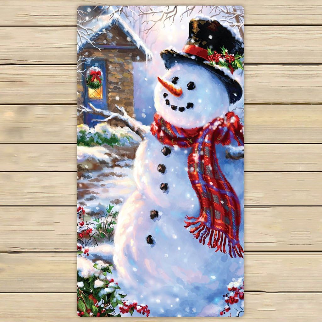 Cotton Bath Towels,Bathroom Body Shower Towel,Custom Christmas Snowman Beach/Shower Towel Wrap For Home and Travel Use Size 30x56 inches