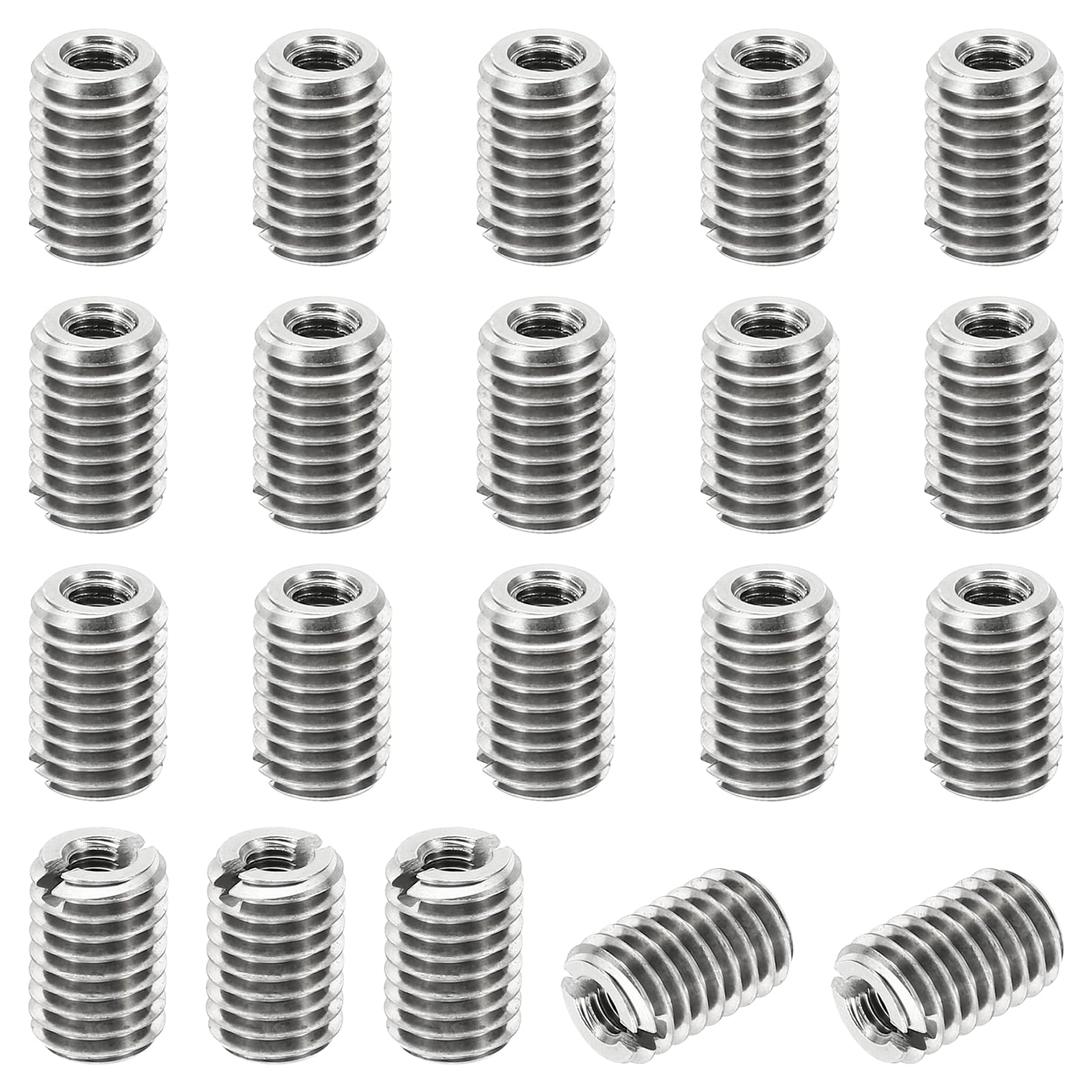 PATIKIL Thread Adapters Sleeve Reducing Nut, 20 Pcs M8x1.25 Male to M4x0.7 Female Repairing Insert Nut Screw Reducer Stainless Steel Fastener 12mm