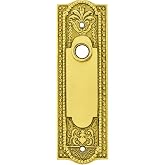 Renovators Supply Manufacturing Victorian Solid Brass Door Plate Without Keyhole for Knob or Lever, Beaded Design &ndash; 7 1/4" H