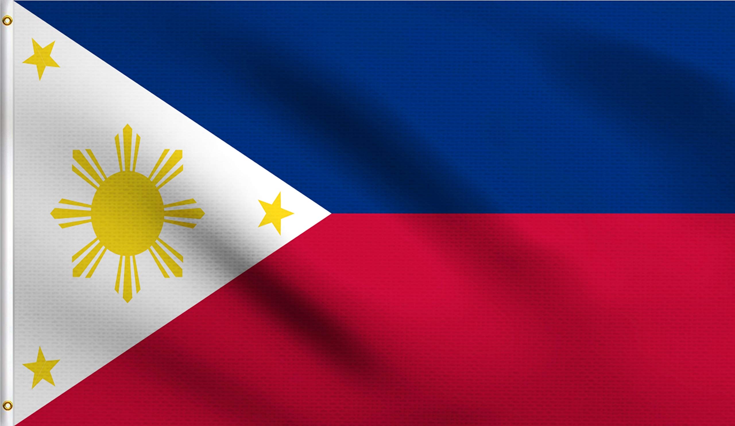 DMSE Philippines Filipino Philippine National Flag 3X5 Ft Foot 100% Polyester 100D Flag UV Resistant (3'X5' Ft Foot)
