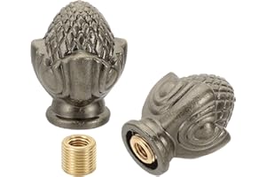 PATIKIL 34 x 27mm Lamp Finials Caps Knob, 2 Set Solid Lamp Shade Top Decoration Screw Cap Nuts with Brass Reducing Adapter fo