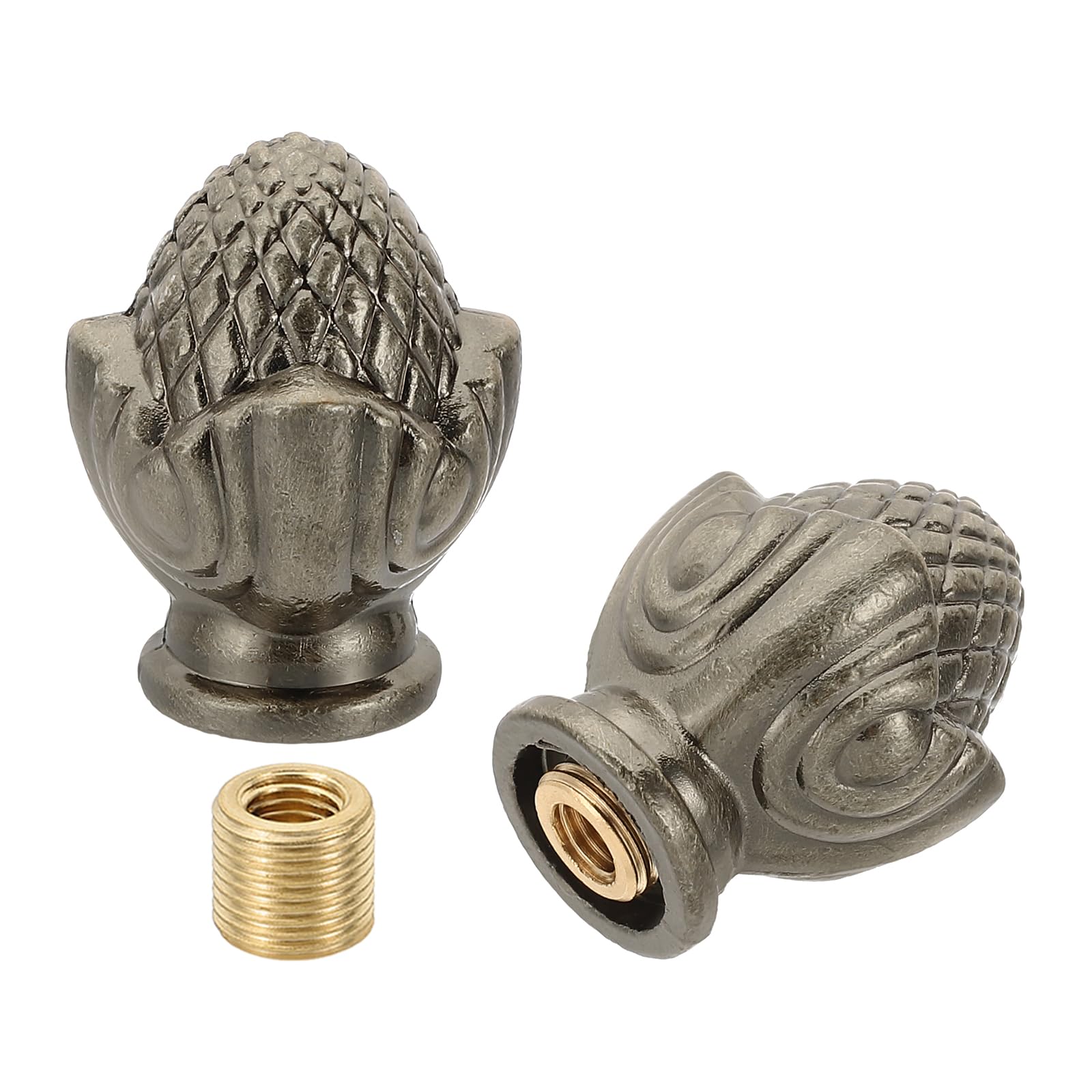 PATIKIL 34 x 27mm Lamp Finials Caps Knob, 2 Set Solid Lamp Shade Top Decoration Screw Cap Nuts with Brass Reducing Adapter for Table Lamps Floor Lamps, Bronze