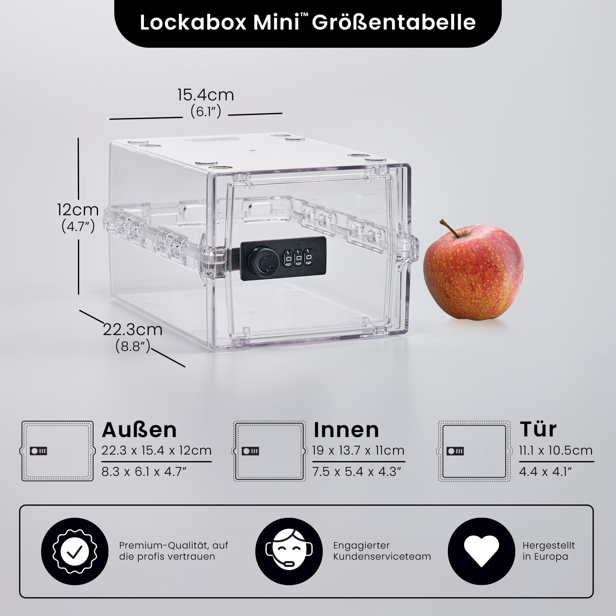 Lockabox Mini™ | Kleine abschließbare Box mit Zahlenschloss (A5-Größe) | Mini-Aufbewahrungsbox für kleine Medikamente, Snacks & Mobiltelefone | Außenmaße 22,3 x 15,4 x 12 cm (Kristall) 4