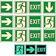 12 Pcs Emergency Exit Sign Glow in The Dark Exit Decals 5.9 x 5.9 Inch Exit Signs Stickers for Indoor Outdoor for School, War