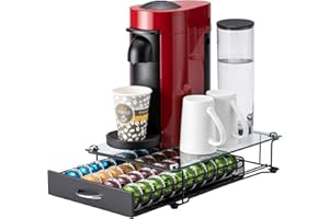 Rice rat Vertuo Capsule Holder Drawer for Nespresso With Glass For Cabinet Vertuoline Pod Storage Rack For Counter (Class-40 