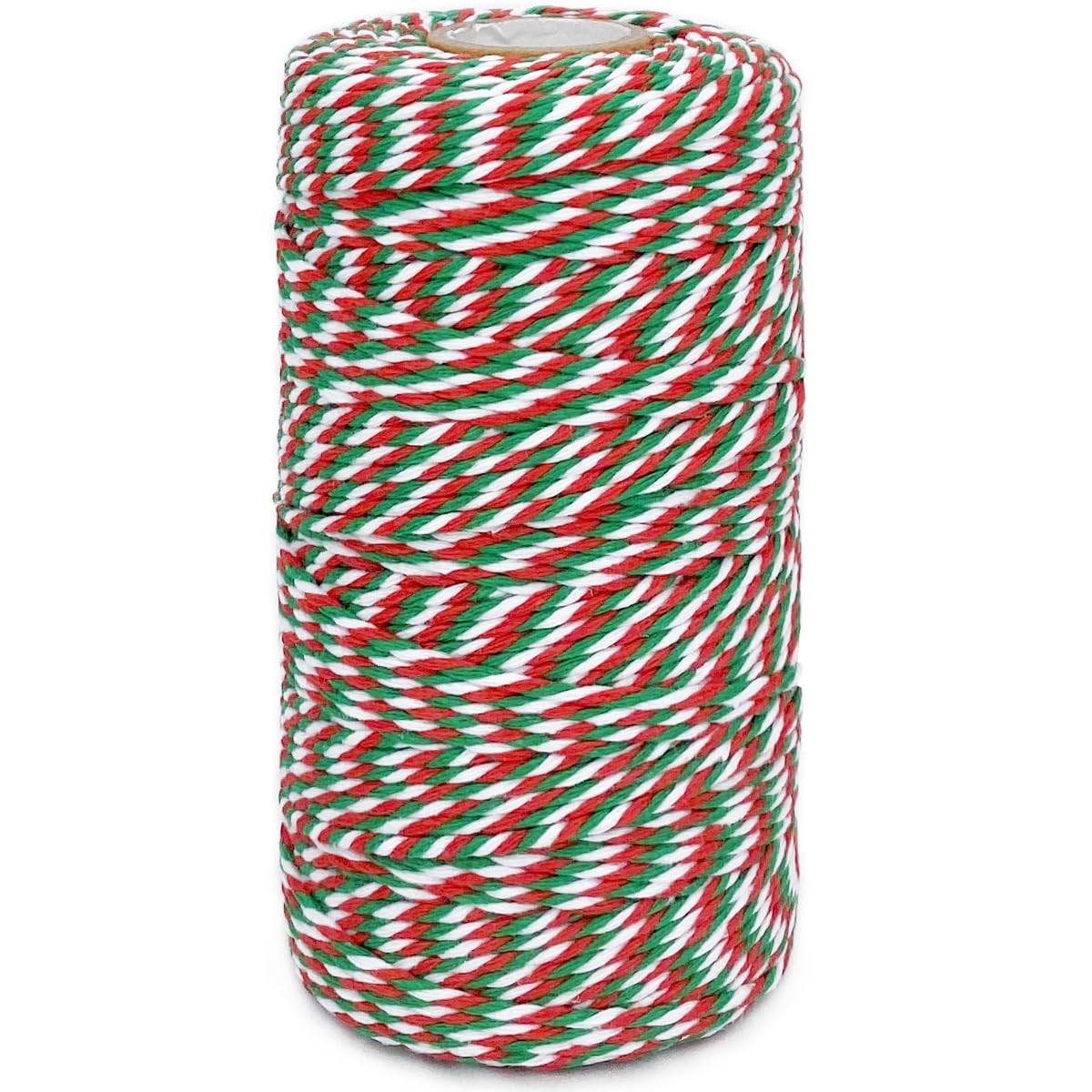 Christmas Twine String Green Red and White Baker String, 2mm,100m, Cotton Twine for Gift Wrapping DIY Crafts Home Decoration Gardening