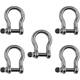 US Stainless 5 Pieces Stainless Steel 316 Bow Shackle 5/32" (4mm) Marine Grade