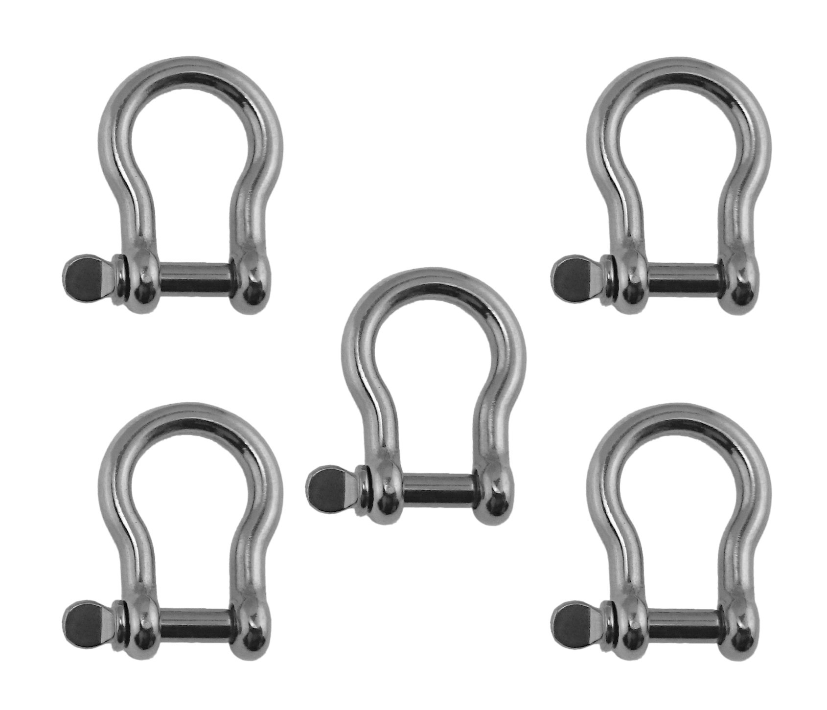 5 Pieces Stainless Steel 316 Bow Shackle 5/32 (4mm) Marine Grade