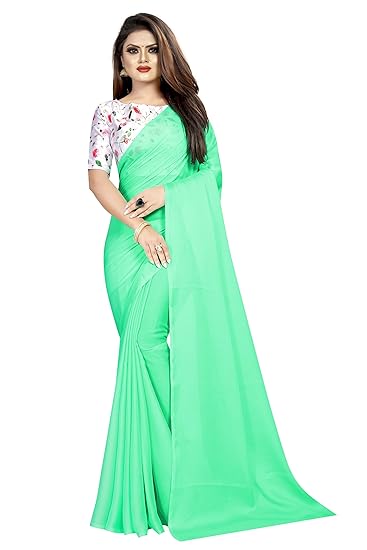 Market Magic World Womens Chiffon Saree With Digital Printed Bloues Piece
