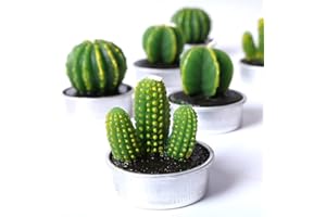 COCOMOON Cactus Tea Light Candles, 6 Pcs Decorative Candles with Artificial Succulents, Unscented, 30 min Burn Time, Modern Design, Perfect for Home Decor, Party, Wedding