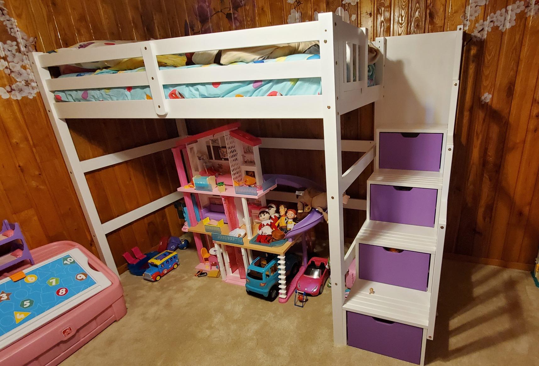 41/mo Finance SCANICA Staircase Twin Loft Bed with Storage White