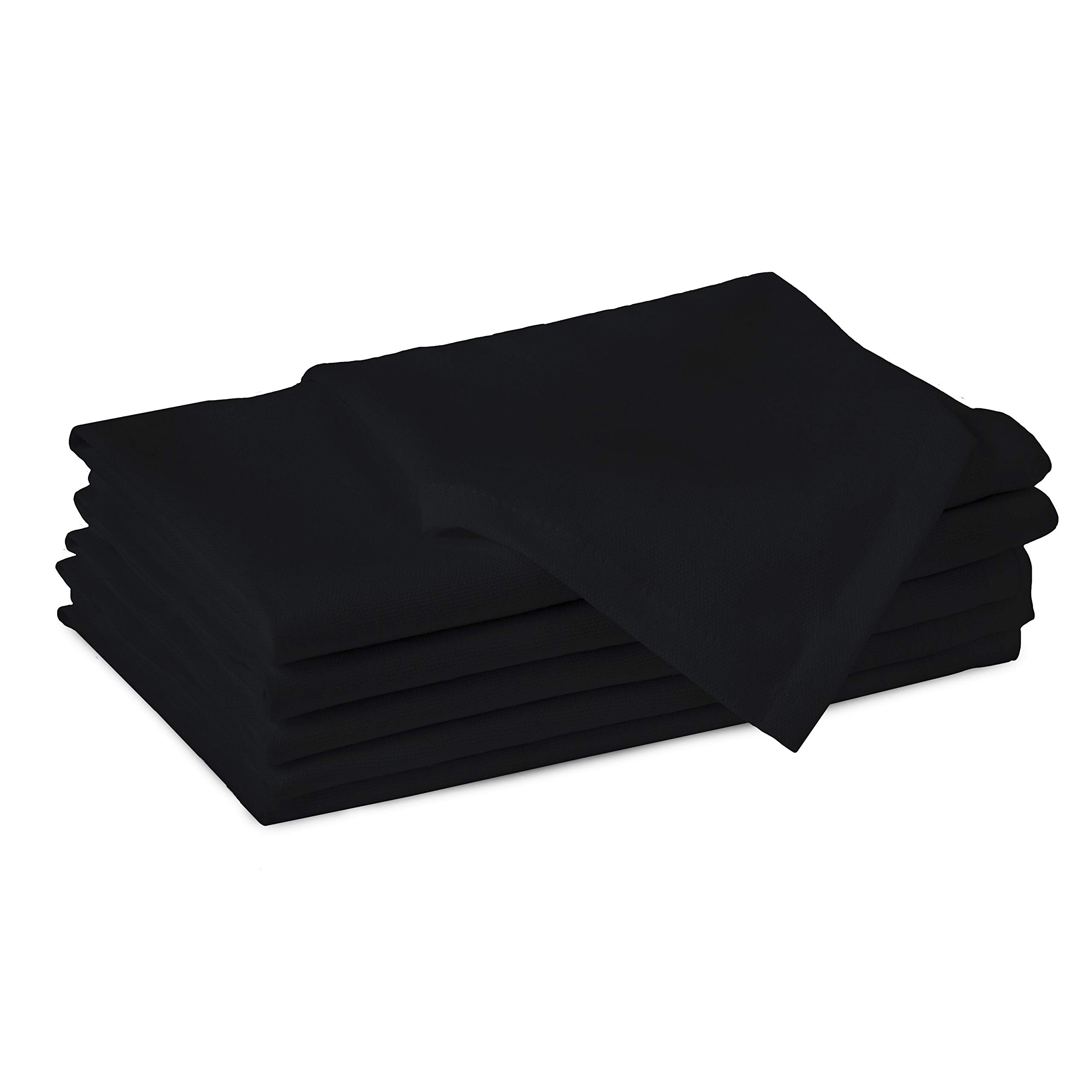 Encasa XO Jet Black Cloth Napkins Set of 12, 17x17 in | Solid Color Cotton Dinner Napkins | Washable & Reusable Wedding Napkins for Holiday Dinners, Party, & Everyday Table Decor