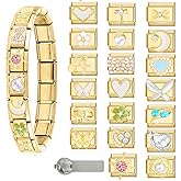 ITingstere Italian Charms Bracelet Sets with 1Pcs Starter Brascelet 9Pcs Charms 9mm Italian Modular Charm Bracelet DIY Module Jewelry Gifts