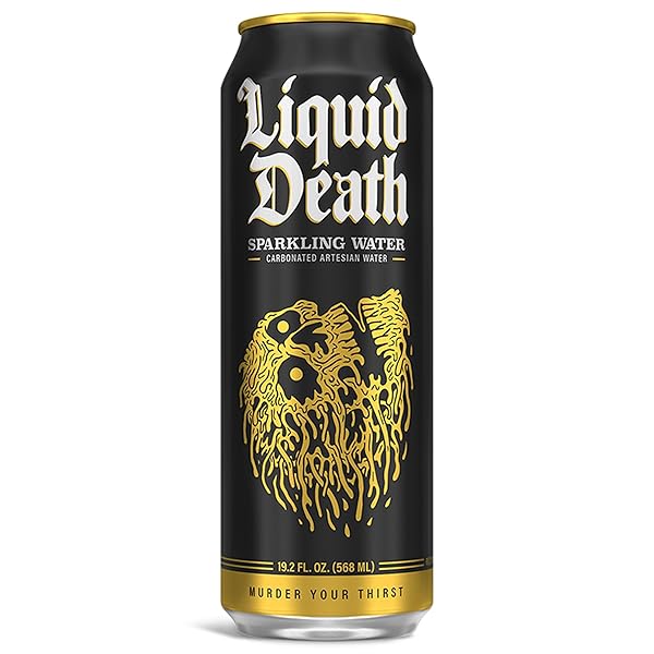 LIQUID DEATH, SPARKLING MOUNTAIN WATER, 8-PACK (19.2OZ CANS), REAL MOUNTAIN SOURCE, INFINITELY RECYCLABLE ICE-COLD CANS, AMERICAN MADE