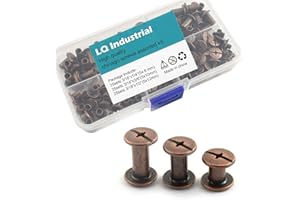 LQ Industrial 75 Sets Red Bronze M5 Chicago Screw Assorted Kit Slotted Phillip Head Binding Screws Rivet Assembly Bolt Nail Rivet for Book Binding DIY Leather Craft M5x6 M5x10 M5x12