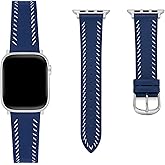 WHIMVOY Classic Stitch Genuine Leather Watch Band for Women Compatible with Apple Watch 38/40/41/42/44/45/46/49mm, for iWatch Series 11/10/9/8/7/6/5/4/3/2/1 Ultra3 SE, Minimalist Strap