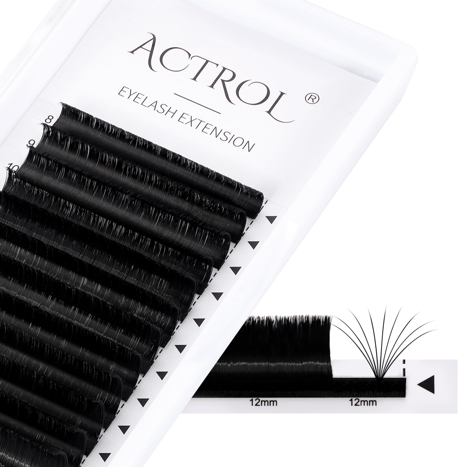 ACTROL Easy Fan Lashes 0.05 C Curl 8-15mm Mixed Eyelash Extensions Tray, Self Fanning Volume Lashes, Faux Mink, Professional Salon Use