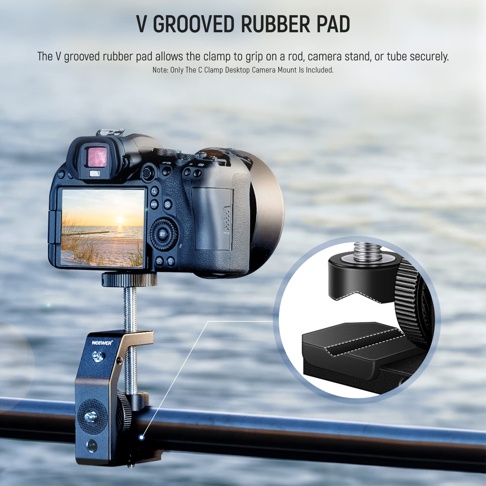 NEEWER Heavy Duty Metal Super Clamp - Desktop Camera Clamp Mount with 1/4