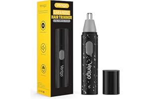 VENIGO Professional Ear and Nose Hair Trimmer Clipper for Men and Women, Painless Electric Eyebrow Hair Remover, Dual Edge Blades for Easy Cleansing, Battery-Operated (Black)