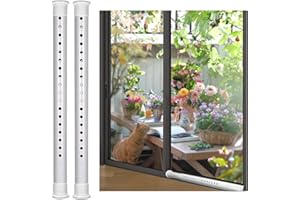 Uovviney Sliding Door Security Bar - 17 to 45 Inch Adjustable Sliding Door Lock Bar Window Security Bars Window Lock Bar (White-2 Pack)