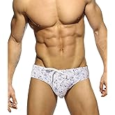 MIZOK Men's Ployester Swimsuit Bikini Briefs with Adjustable Drawstring