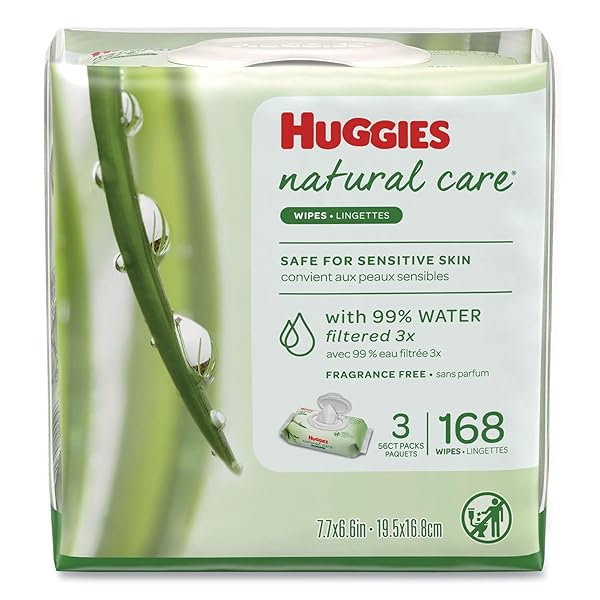 HUGGIES NATURAL CARE BABY WIPES, UNSCENTED, WHITE, 56/PACK,...