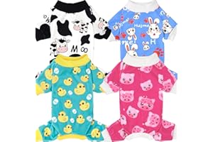 XPUDAC 4 Pieces Dog Pajamas for Small Dogs Pjs Clothes Puppy Onesies Outfits for Doggie Christmas Shirts Sleeper for Pet Cats Jammies-XS