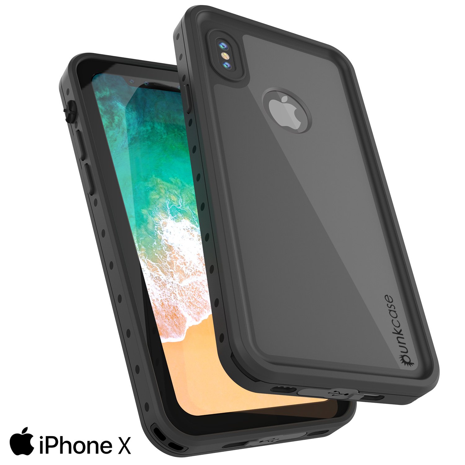 iPhone X Waterproof Case, Punkcase [StudStar Series] [Slim Fit] [IP68 Certified] [Shockproof] [Dirtproof] [Snowproof] Armor Cover for Apple iPhone Ten [Black]