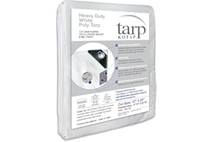 Kotap 12-ft x 25-ft Heavy-Duty 12 by 12 Cross Weave 8-mil White Poly Tarp, Item: TRW-1225