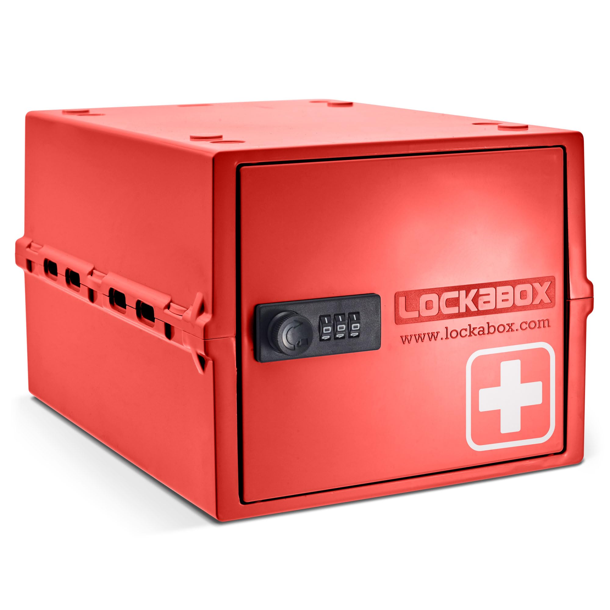 Lockabox One™ | Premium Lockable Medicine Box (10L) | Lightweight & Hygienic Medicine Lock Box | Made In Britain | External Size 31 x 21 x 17 cm (Medi Red)