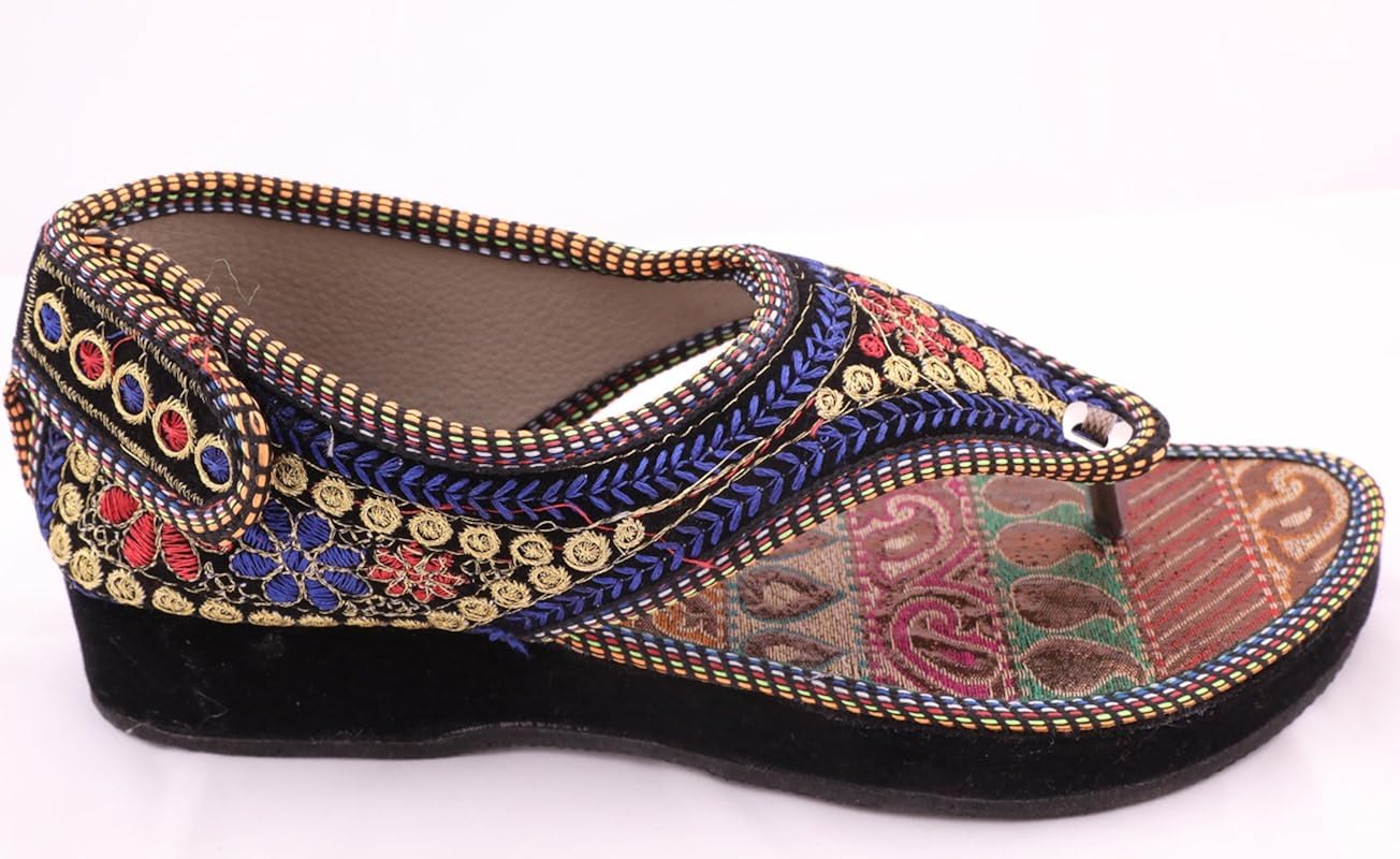 shree women's rajasthani multiwork ethnic flat sandal