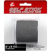 Cramer Eco-Flex Self-Stick Stretch Tape, Grey, 2" x 5 yd, Cohesive Athletic Bandage Wrap, Athletic Trainer Flexible Sports Tape, Easy Tear Vet Wrap for Pets, Self Adhesive Bandage Roll, 5 Yards