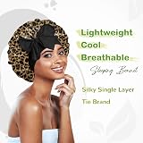 BONNET QUEEN Silk Bonnet for Sleeping Leopard Medium 42cm Elastic Band view 2